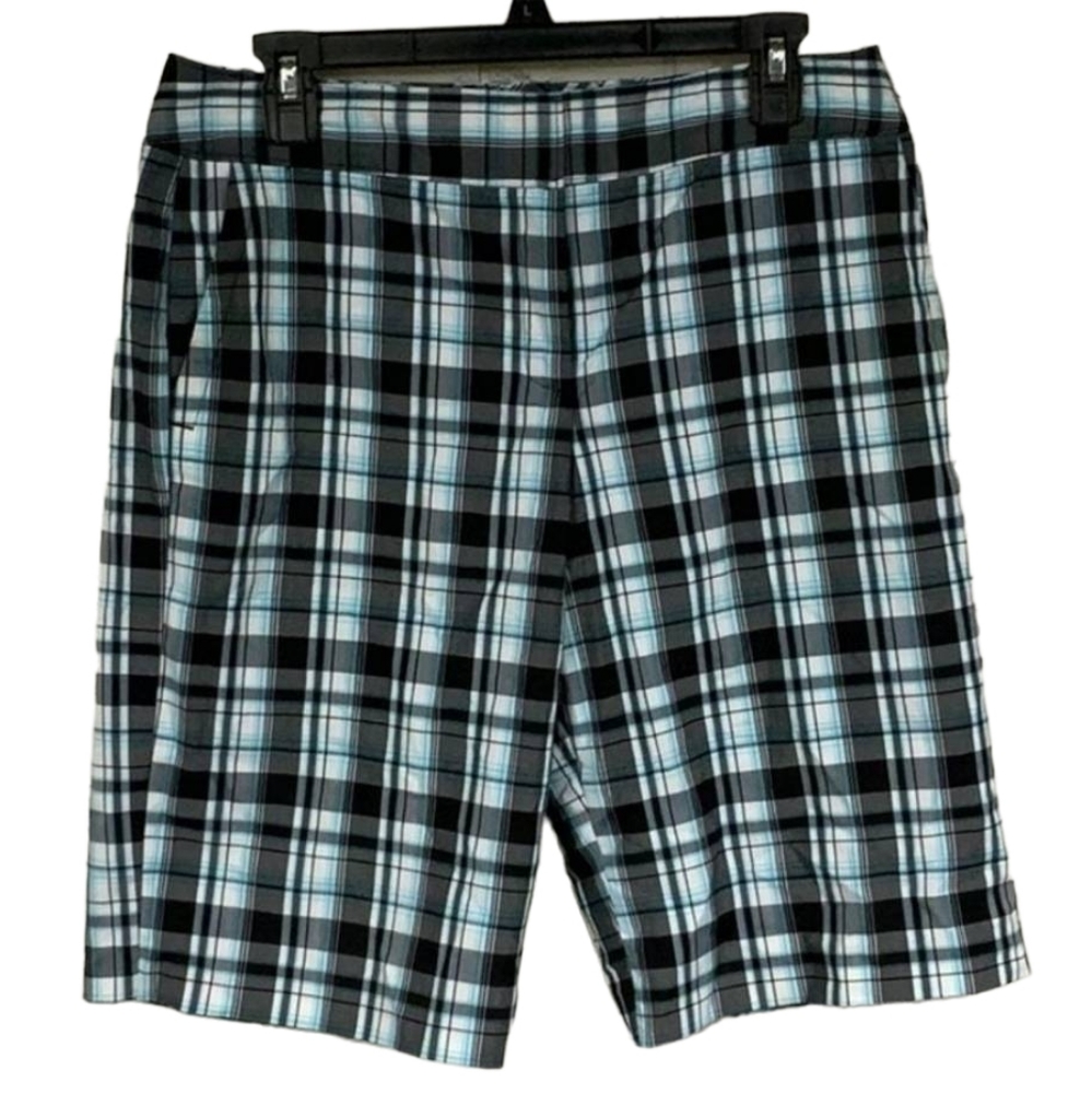 IZOD Women's Performance Blue Plaid Golf Shorts Size 8 Bermuda Long Length